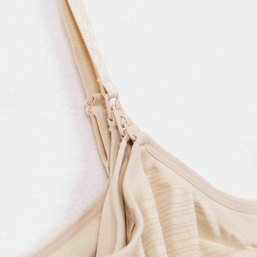KINDRED BRAVELY Seamless‎ Nursing Pumping Bra Maternity Wireless Beige Sz XL
